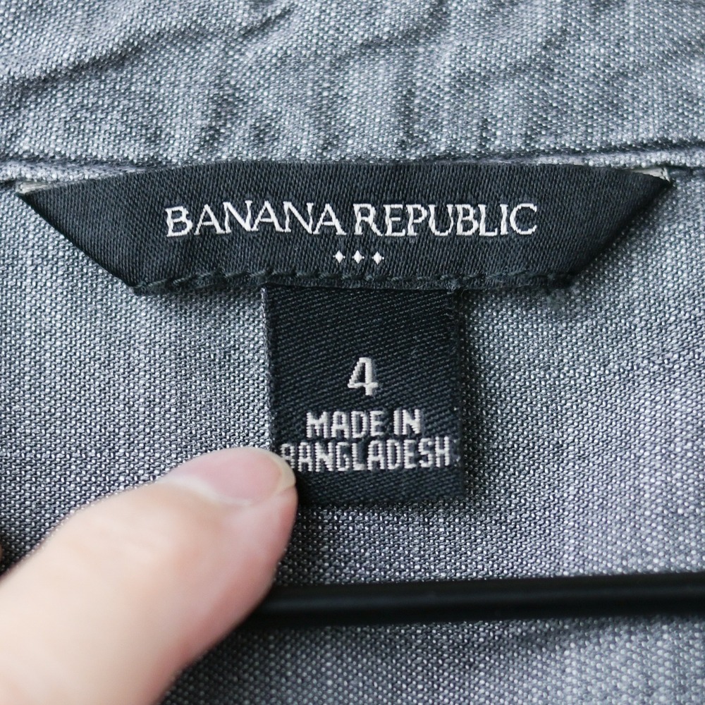 Banana Republic Shirt Dress Size 4 Gray Tencel Tie Back Button Down Cuffs Midi - Picture 2 of 9